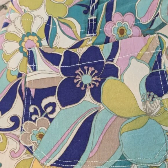 Maeve Collette Pants; retro 1970's spring colors print; Anthro's "magic fabric"! - Picture 1 of 12